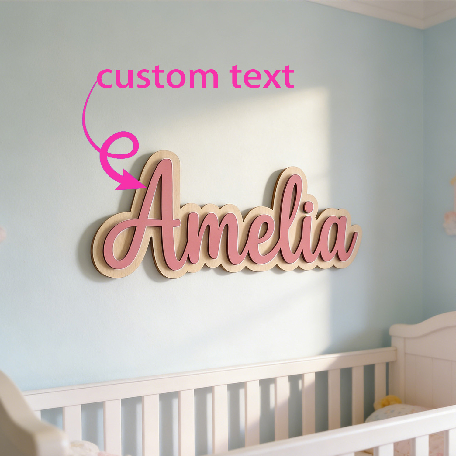 Baby Products Decoration - 1 adet Özelleştirilmiş Çift Katmanlı Ahşap